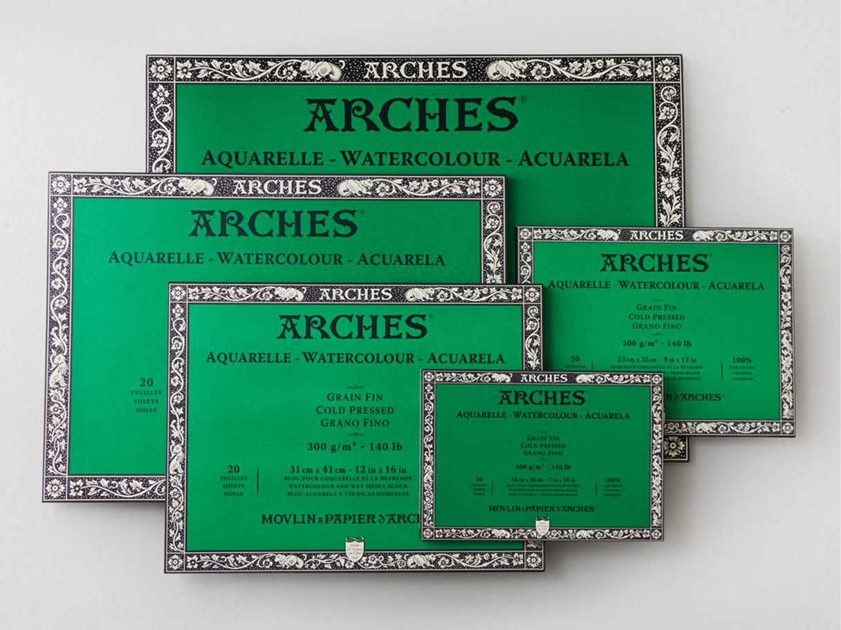 Professional Arches watercolour paper used for commissioned paintings